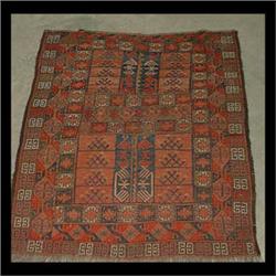 Caucasian Oriental rug. Note condition. 5' 4" x 4' 5" $80-100