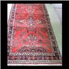 Image 1 : Hamadan Oriental runner. Overall stylized floral design on a red  field. Note rug was used as a stai