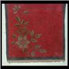 Image 1 : Chinese Oriental mat. Green, gray, and brown florals on a rose  colored open field. 4' 2' $100-150