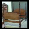 Image 1 : Mahogany Empire style poster bed. Posts are carved and turned with  acanthus leaf decoration, topped