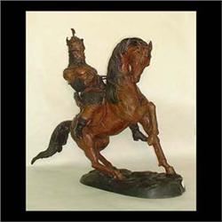 Twentieth century bronze of Charlemont on horseback. Illegible  signature. 25 1/2"h x 29"l    $700-1