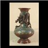 Image 1 : Japanese cloisonne vase with bronze dragon around neck. Marked made  in Japan on base. 14 1/2" tall