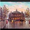 Image 1 : Oil on canvas. Place de L'Opera. Signed illegibly, lower right.  20th century American School. Frame