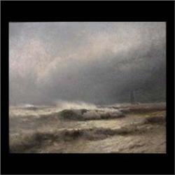 Oil on canvas, relined. Seascape with ships. Signed H. Herzog,  lower left. Herman Herzog. Framed. 3