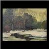 Image 1 : Oil on canvas. Winter landscape with stream. Signed G. Jensen,  lower right. George Jensen. Framed.