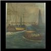 Image 1 : "Buffalo Harbor 1835", oil on canvas laid on panel. Note minor  surface scratches and heavy surface