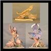 Image 1 : Boehm bird figures. Pair of Bluejays and fledglings with  strawberries and a lizard. #466 signed. Ma