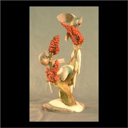 Boehm bird figure. Tufted titmice. #482g, signed. 13" tall $800-1000