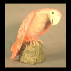 Fulper perfume lamp in the form of a parrot, unmarked, numbered 327  on base. 9 3/4" h $600-800