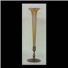 Image 1 : Tiffany gold Favrile trumpet vase in a bronze holder. Vase is  signed L.C.T. Favrile. Base is signed