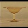 Image 1 : Amber compote. Blue rim around the top and foot. Circa 1918.  Unsigned. Pinpoint nicks on rim of foo