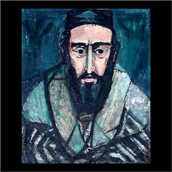 Oil on board. Portrait of a rabbi. Signed Morris Shulman, lower  right. Framed. 23 1/2" X 19 1/2" $6