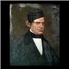 Image 1 : Oil on canvas. Portrait of a man. Early 20th century American  School. Framed. Note varnish clouding