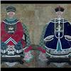 Image 1 : A pair of portraits of an important couple. Gouache on textured  paper, pasted on gold colored base.