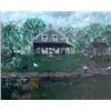 Image 1 : Gouache on paper. The Old Home. Signed and titled. Martha  Burlingham. Matted and framed. 4 1/2" X 5