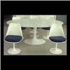 Image 1 : Eero Saarinen  oval dining table by Knoll Manufacturers. White  plastic laminated top on a cast meta