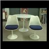 Image 1 : Eero Saarinen dinette set. Pedestal table and four chairs. Aluminum  chair bases have beenstripped a