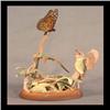 Image 1 : Boehm bird figure. Fledgling Canada warbler with Monarch butterfly.  #491, signed. 8 1/4" h $900-120