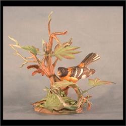 Boehm bird figure. Black-headed grosbeak. Male on vine maple.  #400-03, signed. $800-1000