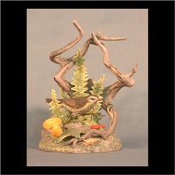 Boehm bird figure. Northern water thrush with ferns. #490, signed. 10 1/2" tall $600-800