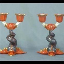 Pair of Herend dolphin candlesticks. Note small chip on point of  one holder. 7"h   $80-120