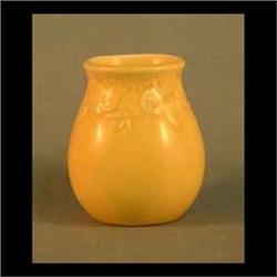 Rookwood yellow production vase. Leaves and berries around top  rim. Shape #2122. 1931. 4 1/2" $100-