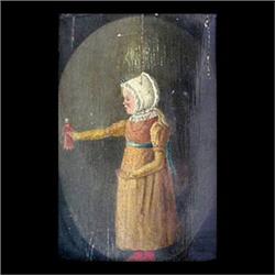 ? on board. AETATIS-3. Titled, lower right. 19th century American  School. Framed. Note panel warped