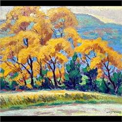 Oil on board. Autumn landscape. Signed H.A. Steinke, lower right.  Framed. 9 1/2" X 11 1/2" $40-80