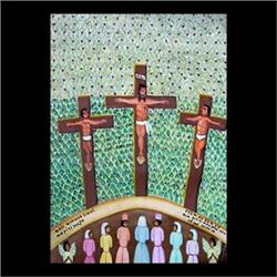 Oil on canvas. Crucifixion. Signed Alexandre Gregoire, lower right. 35 1/2" X 24" $300-400