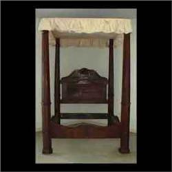 American Empire Transitional mahogany poster bed circa 1835.  Octagonal tapered corner posts, carved