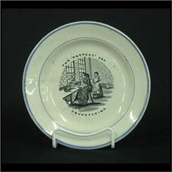 Transfer plate with blue border. "The potter's art-transfering". 7 1/2" $100-200