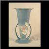 Image 1 : Roseville blue Cosmos vase, #954-10. Pinhead size glaze flake on  top rim. 10 1/4" $200-300