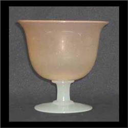 Pink bowl with alabaster stem and foot. Unsigned. 4 7/8" h X 5" d $180-220