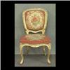 Image 1 : Louis XV petitpoint upholstered chair. Note old repairs to frame,  damage to petitpoint, and gold pa
