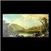 Image 1 : Oil on board. Landscape with lake. Signed Lula M.A. and dated 1886,  lower right. Framed. Note attac