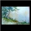 Image 1 : Watercolor on paper. Landscape with mountain. Signed illegibly,  lower left. S. Baske. Matted and fr