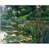 Image 1 : Oil on canvas. Figures in a garden and pond. Signed Louis Mayer,  lower right. Framed. 14 1/2" X 18