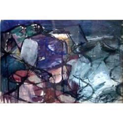 Gouache on panel. Abstract. Signed M. Shulman, lower right. Morris  Shulman. Framed. 15" X 22" $100-