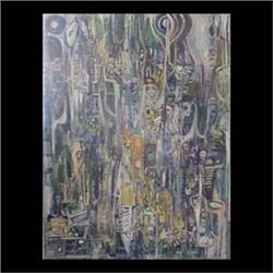 Oil on canvas. Abstract. Signed Derwis, lower right. 20th century  American School.  40" X 30" $20-3