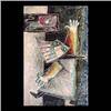 Image 1 : Oil on canvas. Abstract, dancing figure. Signed upper right.  Pinchas Shaar. 15 1/4" X 9 3/4" $800-1