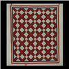 Image 1 : Red, white, and blue Friendship quilt in a variation of birds in  flight. Names written inside white