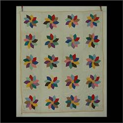 Quilt, pinwheel with yellow border. 134" x 80" $150-250