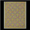 Image 1 : Quilt, triangular pattern with yellow and pink border. 64" x 78" $150-250