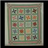 Image 1 : Quilt, with pink and green border of blocks star pattern. 89" x 76" $100-150
