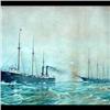 Image 1 : Watercolor on paper. Steam sailing ship Raleigh towing the  schooner Tokio. Signed S.A. Whipple and