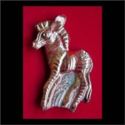 Edris Eckhardt, ceramic pin in the form of a horse, glued to  backing. Framed 3"h x 2"w $60-120