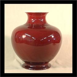 Catalina Island pottery, large oxblood vase.  11" tall X 9" diameter $300-400