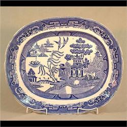 Ridgeway Blue Willow platter. 1/2" chip on back edge. 22" X 18" $200-300