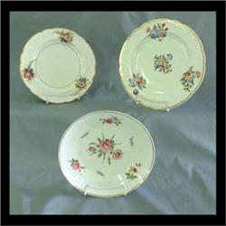 Three pieces of Spode china with floral decoration. Deep plate,  Spode Felspar, hand-painted floral
