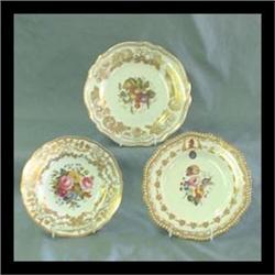 Three Spode china plates with floral and fruit decoration. Largest  is marked Spode bone china, Engl